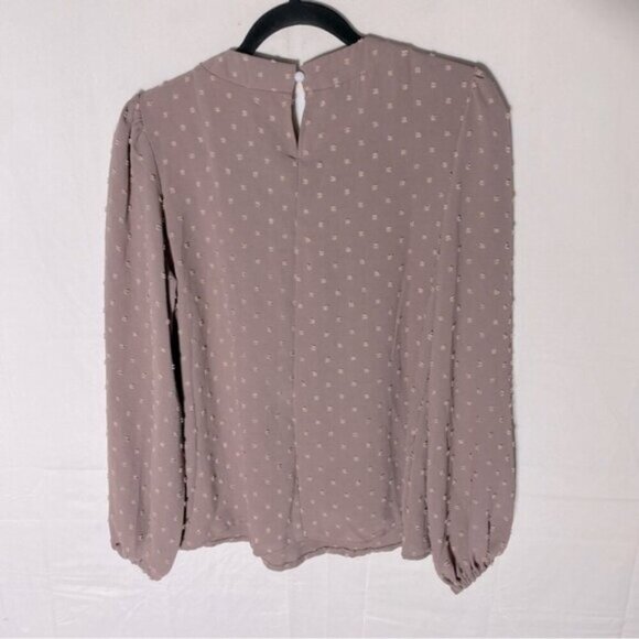 5/$25 Shein Nude Taupe Textured Dots Long Sleeve Blouse L - Picture 14 of 15